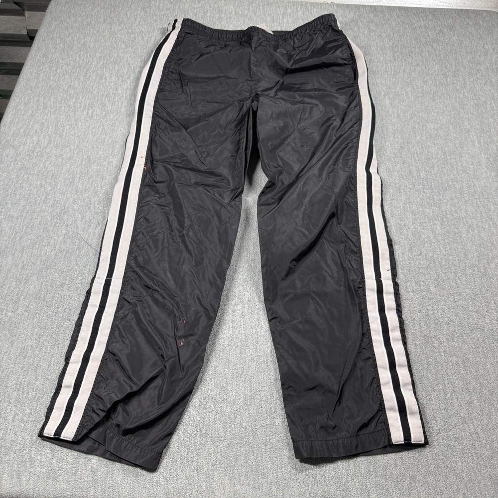 Nike Track Pants Mens M Black White Side Stripe Snap Leg Vintage Nylon Windbreak